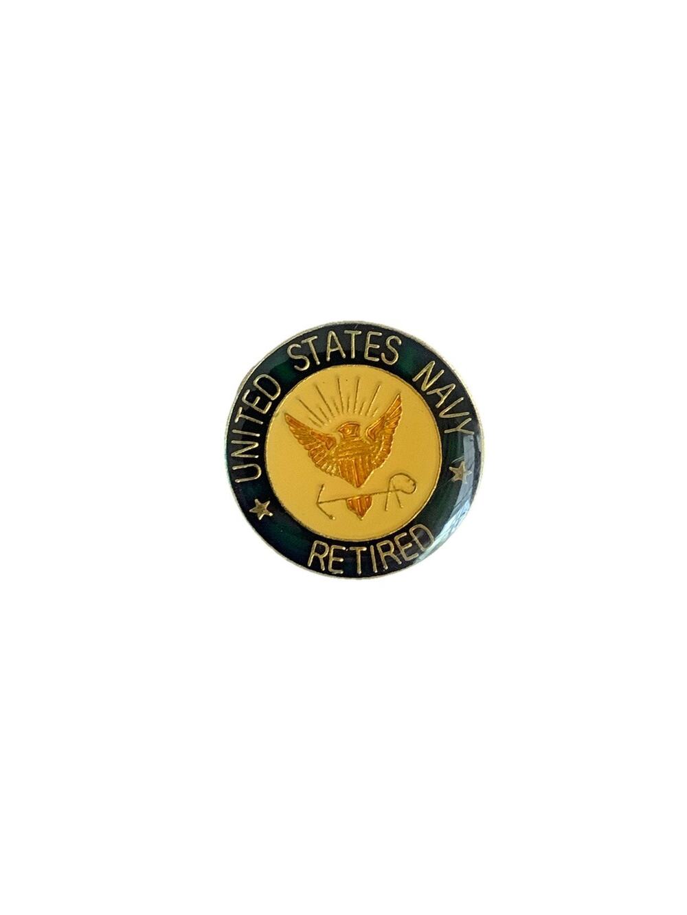 Vintage United States Navy Retired Gold Tone Enamel Lapel Pin